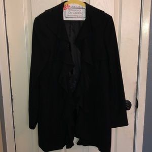 Black ruffle blazer. Long.